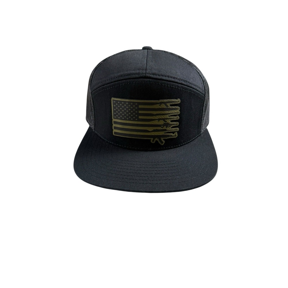 RICHARDSON 168 Trucker Hat Mens Black American Flag Rifle Patch Tactical Mesh